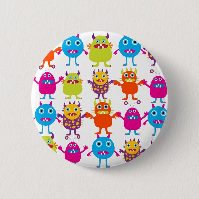 Bunter lustiger Monster-Party-Geschöpf-heftiger Button (Vorderseite)