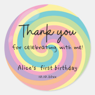Bunter Lutscher Danke Runder Aufkleber