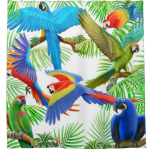 Bunter Macaw-Dschungel plappert Duschvorhänge nac Duschvorhang