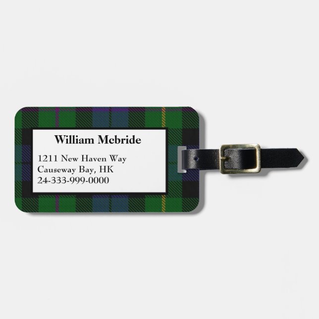 Bunter MacBride Tartan-karierter Gepäck-Umbau Gepäckanhänger (Vorderseite horizontal)