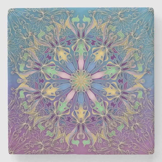 Bunter Mandala-Steinuntersetzer Steinuntersetzer (Vorderseite)