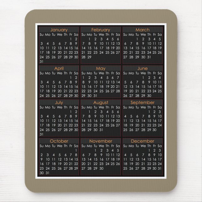 Bunter Maus-Auflage Kalender für 2016 Mousepad (Vorne)