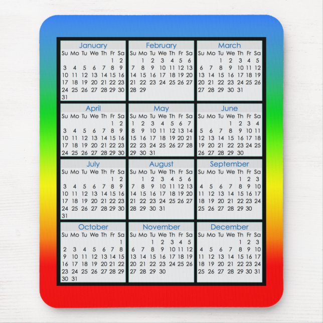 Bunter Maus-Auflage Kalender für 2016 Mousepad (Vorne)