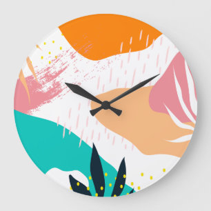 Bunter Memphis-Form-Entwurf Große Wanduhr