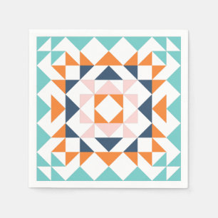Bunter moderner Steppdecken-Block-geometrische Serviette