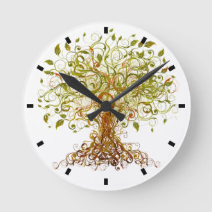 Bunter modernistischer Baum Runde Wanduhr