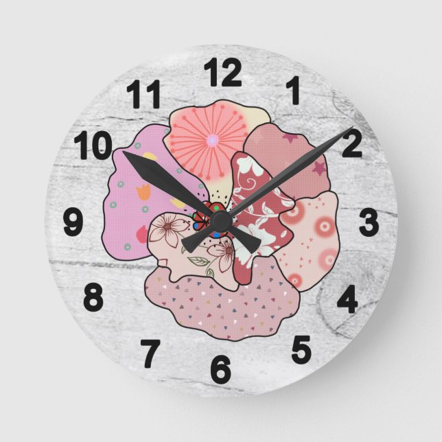 Bunter Mohn Runde Wanduhr (Vorderseite)