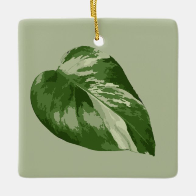Bunter Monstera-Blatt-Schmuck Keramikornament (Vorderseite)