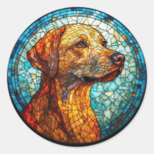 Bunter Mosaik-Hund Runder Aufkleber
