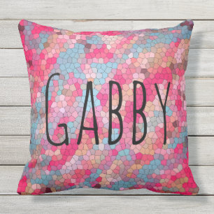 Bunter Mosaik-Muster-personalisierter Name Kissen Für Draußen