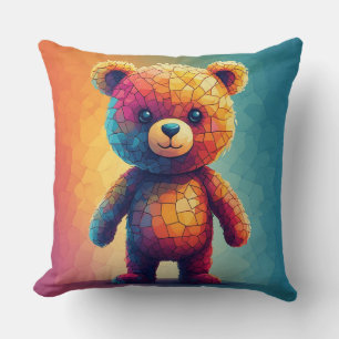 Bunter Mosaik-Teddybär Kissen