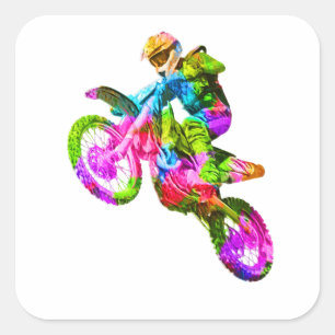 Bunter Motocrosser Quadratischer Aufkleber