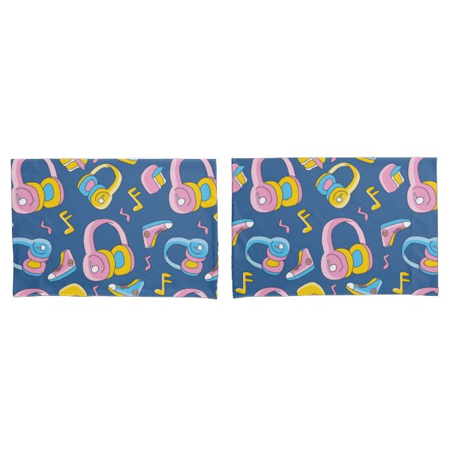 Bunter Musikmix in Rosa, Blau, Gelb Kissenbezug (Vorderseite-Set)