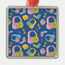 Bunter Musikmix in Rosa, Blau, Gelb Ornament Aus Metall