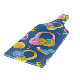 Bunter Musikmix in Rosa, Blau, Gelb Schneidebrett