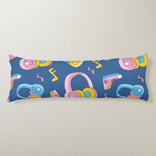 Bunter Musikmix in Rosa, Blau, Gelb Seitenschläferkissen (Vorderseite)
