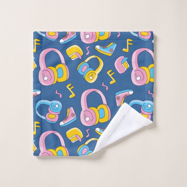 Bunter Musikmix in Rosa, Blau, Gelb Waschlappen (Waschlappen)