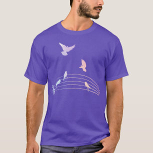 Bunter Musiknoten-Vogel vintage T-Shirt
