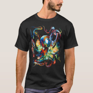Bunter Oktopus auf weißer Strandkunst T-Shirt