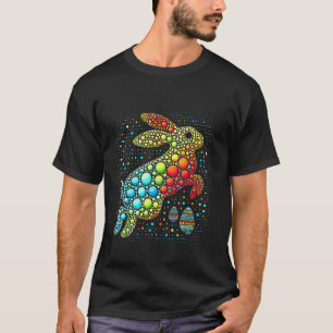 Bunter Osterhase Regenbogen gepunktete Kunst mit E T-Shirt