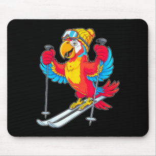 Bunter Papagei Skifahren Abenteuer Winter Spaß  Mousepad