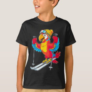Bunter Papagei Skifahren Abenteuer Winter Spaß T-Shirt