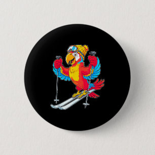 Bunter Papagei Skitour-Abenteuer Winter-Spaß Button