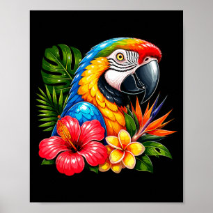 Bunter Papagei Tropische Blumen Sommerstimmung Poster