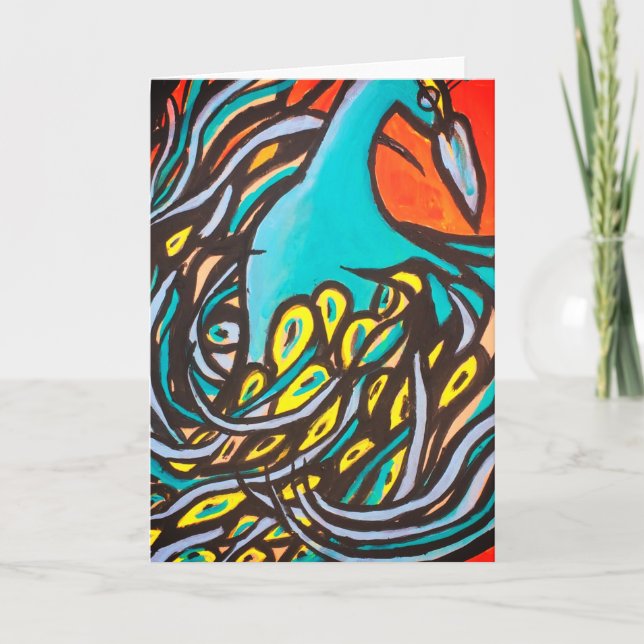 Bunter Pfau Karte (Vorderseite)
