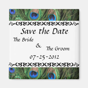 Bunter Pfau Save the Date Magnet