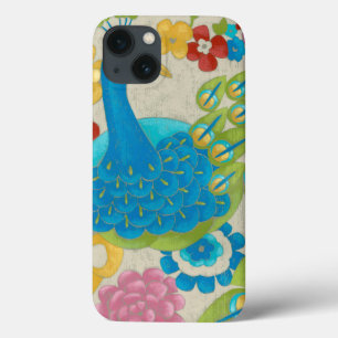 Bunter Pfau und Blumen iPhone 13 Hülle