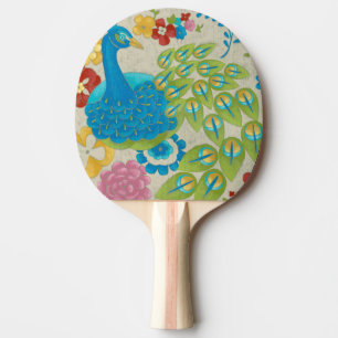 Bunter Pfau und Blumen Tischtennis Schläger