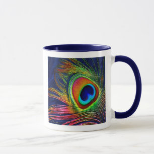 Bunter Pfauenfeder-Druck Kaffeebecher Tasse