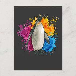 Bunter Pinguin Kunst Schnee Tier Fans Postkarte