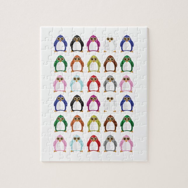 Bunter Pinguin-Muster-Spaß Whimsical Süßes Tier Puzzle (Vertikal)