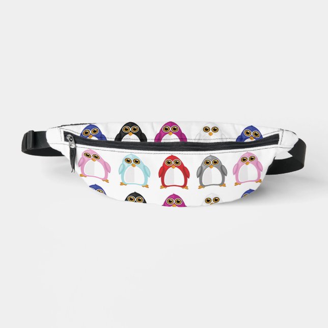 Bunter Pinguin-Muster – Süßes Regenbogentier Bauchtasche (Vorderseite)