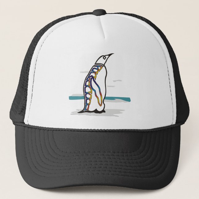 Bunter Pinguin Truckerkappe (Vorderseite)