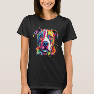 Bunter Pit bull Terrier Hund Liebe r Papa Mama Jun T-Shirt