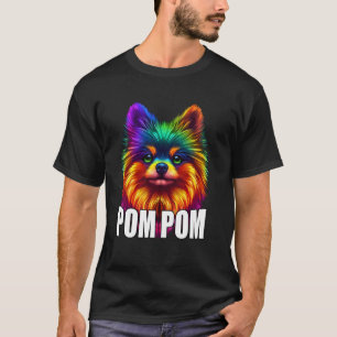 Bunter Pomeranian-Gesicht Pom Pom Hundeliebhaber M T-Shirt