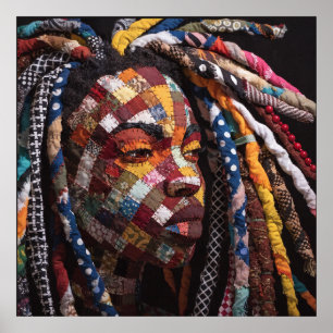 Bunter Poster einer Schwarzen Frau zum Feiern