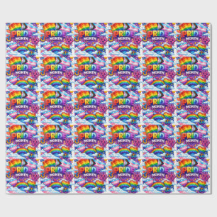 Bunter Pride Month Regenbogen und Einhorn Kunst Geschenkpapier