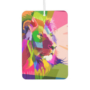 Bunter prismatischer Pop-Art-Entwurf eines Löwen Autolufterfrischer