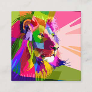 Bunter prismatischer Pop-Art-Entwurf eines Löwen Begleitkarte