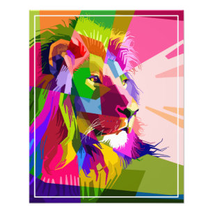Bunter prismatischer Pop-Art-Entwurf eines Löwen Fotodruck