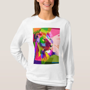 Bunter prismatischer Pop-Art-Entwurf eines Löwen T-Shirt