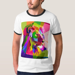 Bunter prismatischer Pop-Art-Entwurf eines Löwen T-Shirt