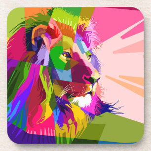 Bunter, prismatischer Pop-Art-Löwe Getränkeuntersetzer