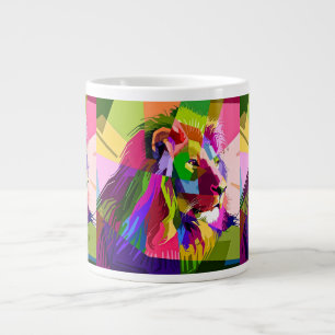 Bunter, prismatischer Pop-Art-Löwe Jumbo-Tasse