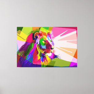 Bunter, prismatischer Pop-Art-Löwe Leinwanddruck