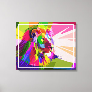 Bunter, prismatischer Pop-Art-Löwe Leinwanddruck